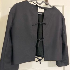 Tibi black crop top, ties in back, size 8